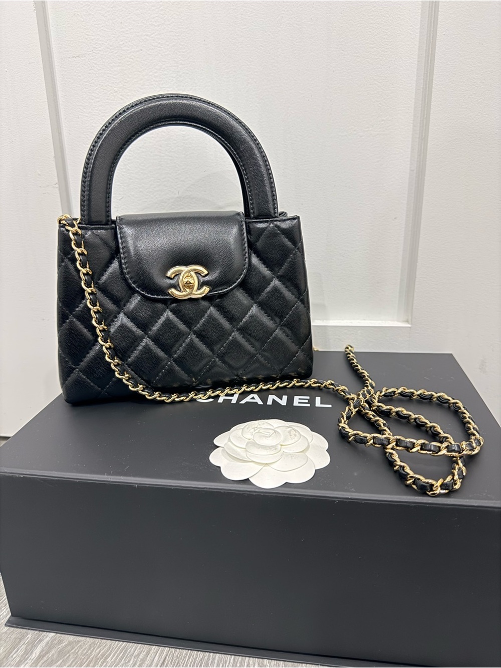 CHANEL Black Quilted nano Kelly